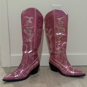 CC Boutique Pink Glitter Heeled Boots